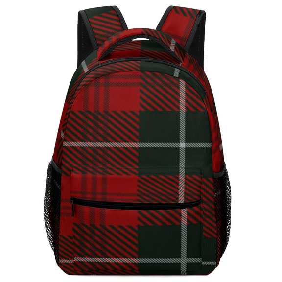 Red Colored Diamond Grid Backpack Fashion Durable Business Daypack for Men Women Laptop Canvas Bags