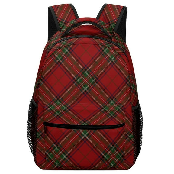 Red Colored Diamond Grid Backpack for Teenage Business Daypack College Canvas Bags Durable