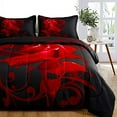 thumbnail image 1 of Red Comforter Set King Reversible Red Rose Pattern Printed Bedding Down Comforter with 2 Pillowcases for All Seasons, Soft Microfiber Lightweight Bedding Set, 1 of 7