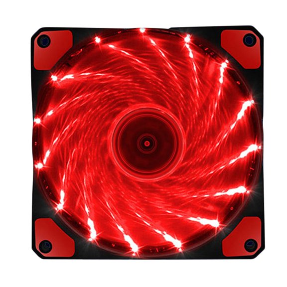 Red-Computer Case Cooling Fan, 15 Lights, Streamer 12025, Chassis, 120mm, RGB LED, PWM, Heat Dissipation