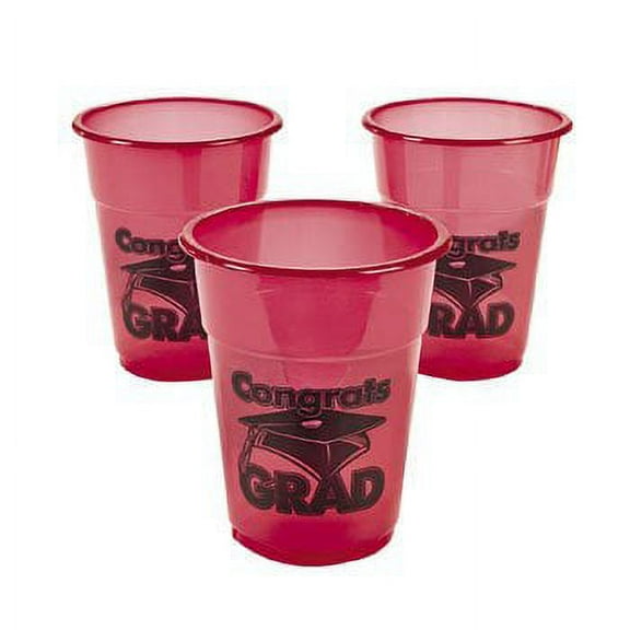 Red Congrats Grad Disposable Cups (50) - Party Supplies - 50 Pieces