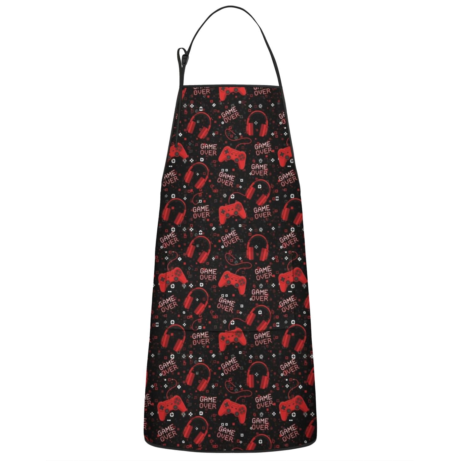 Red Controllers Games Icons Black Pattern Apron-Garden Aprons for Women ...