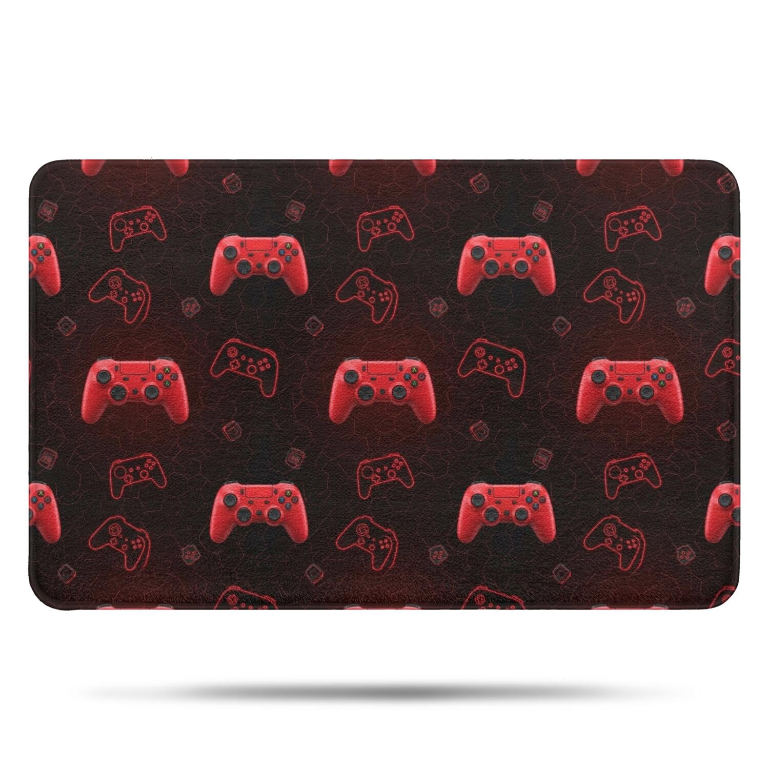 Red Controllers Games Icons Black Pattern Bathroom Rugs Mat,Non Slip ...