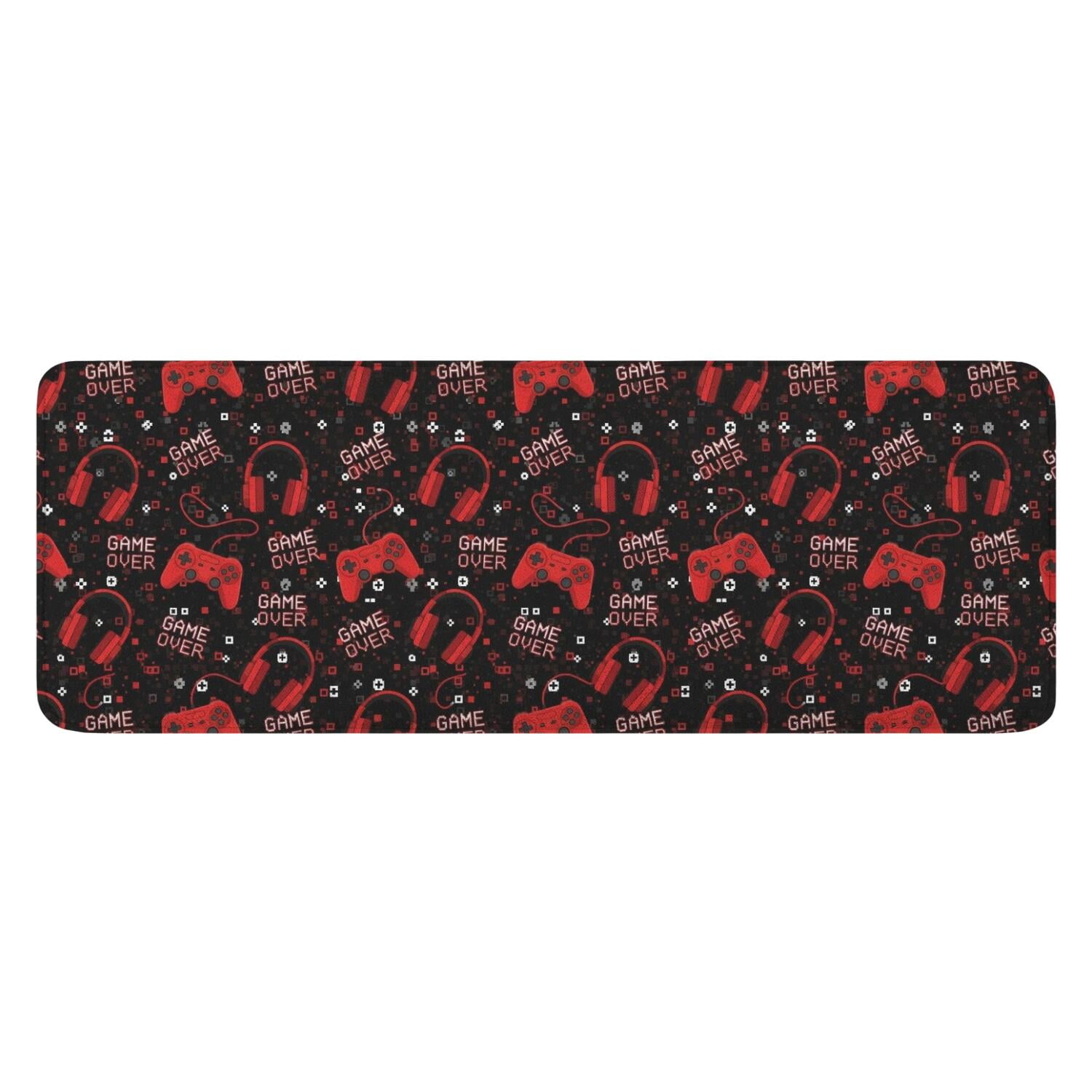 Red Controllers Games Icons Black Pattern Kitchen Rug Mat,Kitchen ...