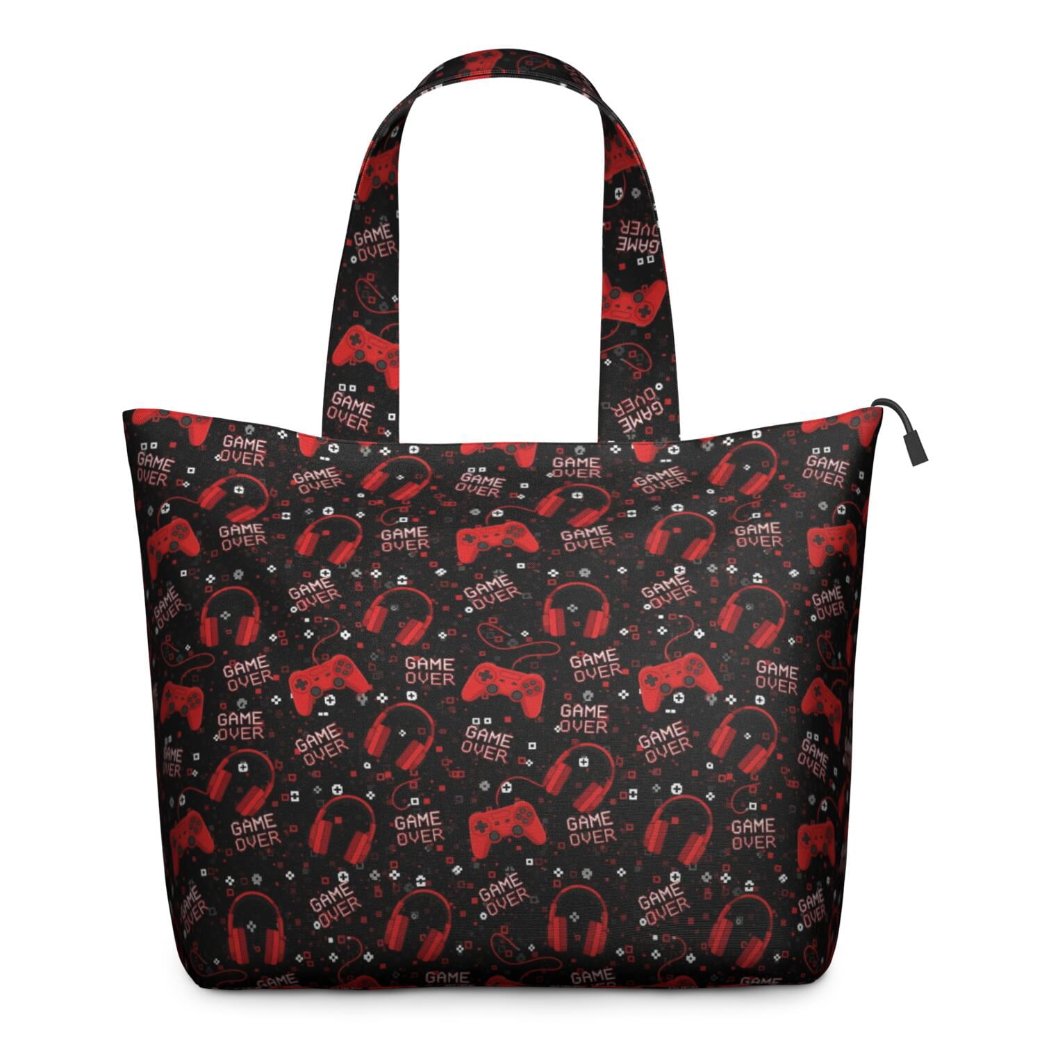Red Controllers Games Icons Black Pattern Travel Tote Bags for Women Carry On,Large Weekender Bags for Women Travel,Multi Functional Duffle Bag for Work,Shopping,Sports