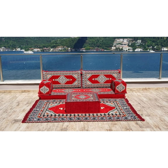 Red Convertible Sofa, Floor Pillows, Sleeper Sofa, Arabic Majlis, Turkish Sofa Seating, Meditation Sofa, Floor Cushions for Adults, Sofa Sectionals
