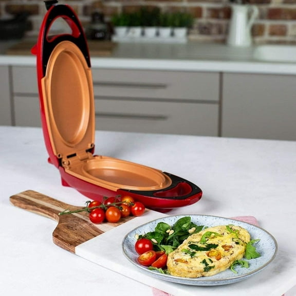 Red Copper 5 Minute Chef Electric Frying Pan Smokeless Nonstick Pan Steak