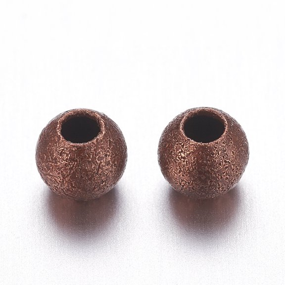 Red Copper Color Brass Textured Round Beads Nickel Free Size: about 4mm in diameter hole: 1mm