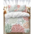thumbnail image 1 of Red Coral Bedding Duvet Cover Set Queen Size 4 Pieces Sage Green Starfish Ocean Coastal Seashell Bedding Set with Zipper Closure, 1 Comforter Cover 90x92 Inches 1 Flat Sheet & 2 Pillow Cases, 1 of 7