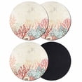 thumbnail image 1 of Red Coral Coastal Coasters Set of 4, Absorbent Coasters for Drinks, Summer Beach Ocean Shells Starfish Turtle Coaster for Desk Coffee Table Protection, Home Decor House Warming Gifts 4", 1 of 8