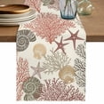 thumbnail image 1 of Red Coral Coastal Table Runner 70 Inches, Conch Starfish Nautical Ocean Bed Runner Dresser Scarves Tabletop for Indoor Outdoor Parties/Ceremony/Banquet, 13" x 70", 1 of 9