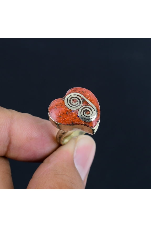 Red Coral Handmade Bohemian Decent 925 Sterling Silver Nepali Adjustable Ring