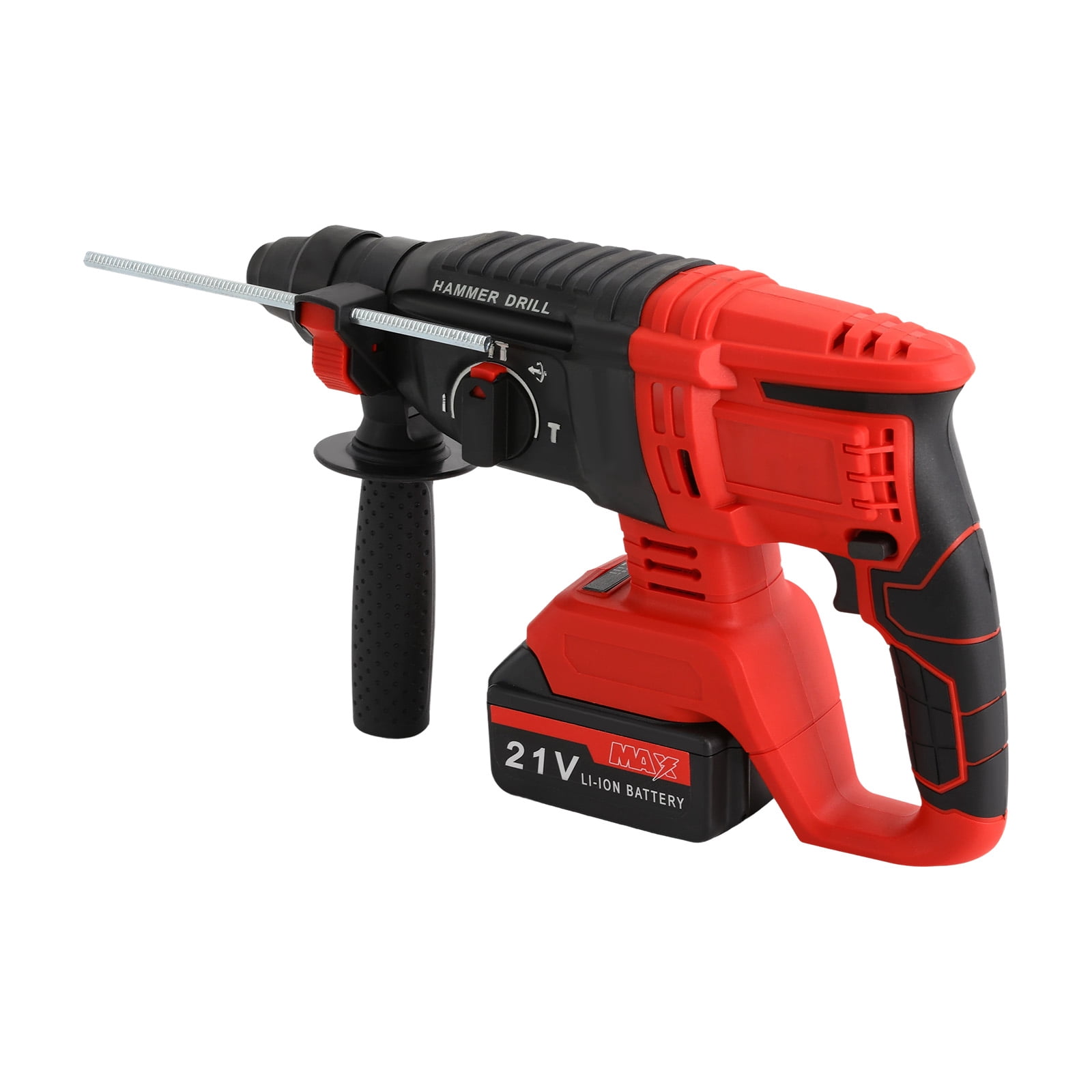 Red Cordless Rotary Hammer Drill 21V Brushless for Dewalt 20V Max Battery, 4-in-1 Rotary Hammer with Safety Clutch, 800W Equivalent for Concrete/Masonry/Wood/Metal, 5 Drills & Gloves Included