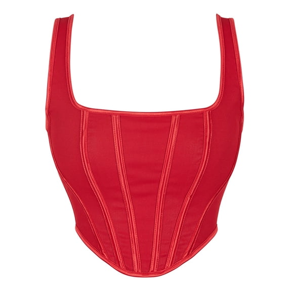Red Corset Tops, Women Back Lace up Bustiers Tops, Boned Overbust Corsets Renaissance Corsets Crop Tops Women’s Bodyshaper Waist Trainer Red