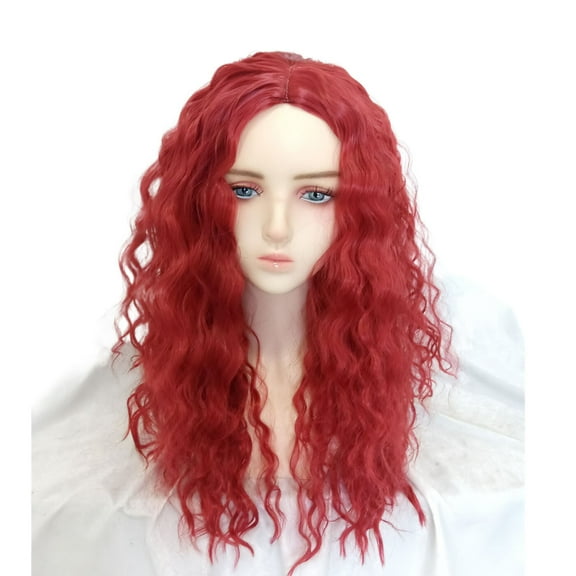Red Costume Wig for Women Girls Halloween Evil Curly Cosplay Party Accessories
