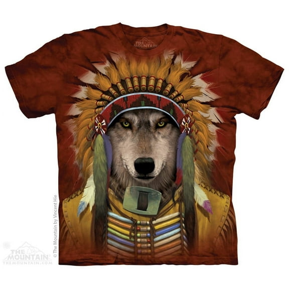 Red Cotton Wolf Spirit Chief Design Novelty Adult T-Shirt NEW