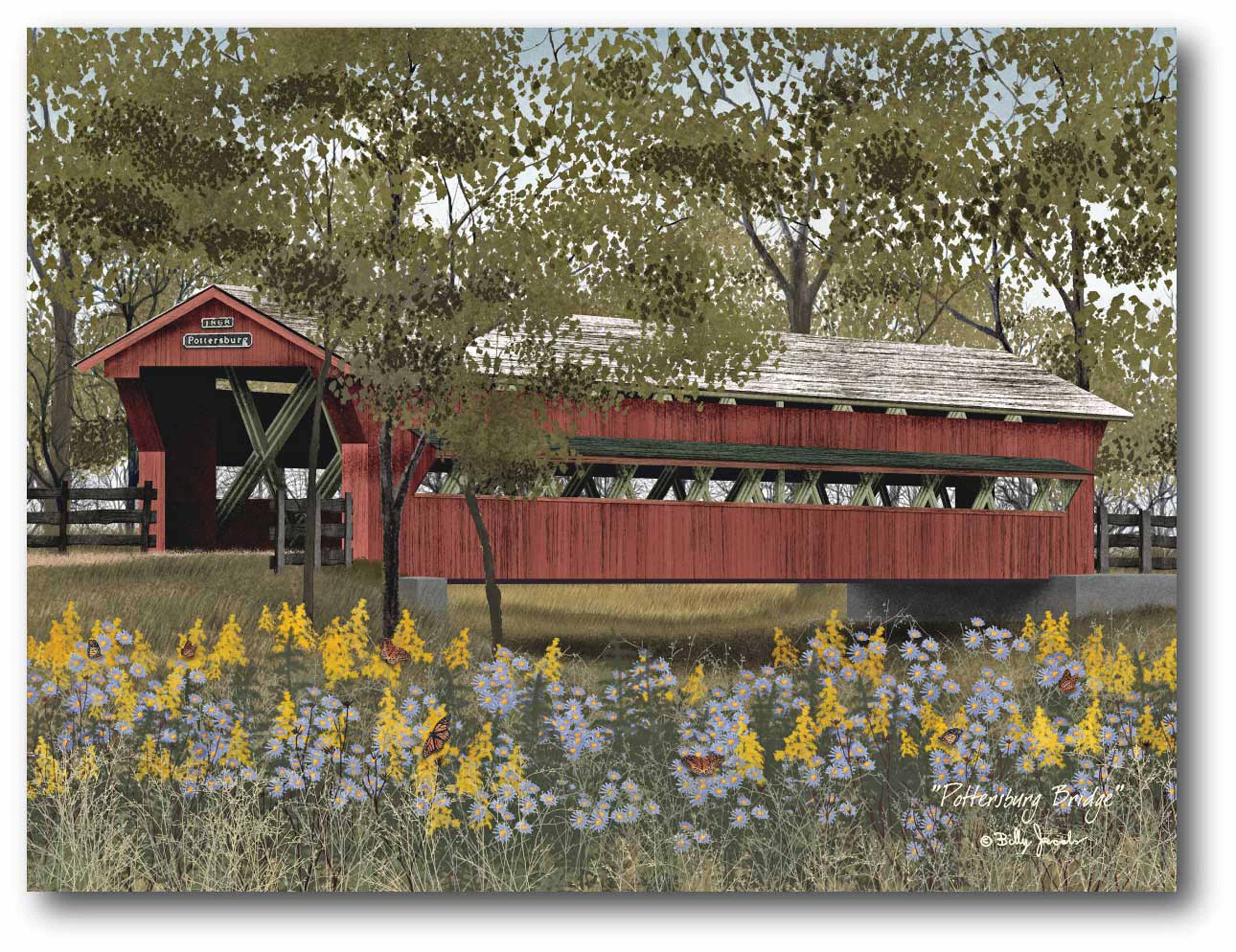 Red Covered Bridge Gallery-Wrapped Canvas Wall Art, 16x20