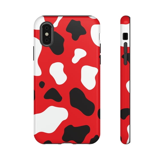 Red Cow Print Tough iPhone 15 Case-iPhone-Animal Print iPhone Case-iPhone