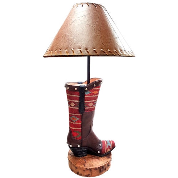 Red Cowboy Boot Desk Lamp Decoration 7.7 x 7.3 x 22.4 Inch