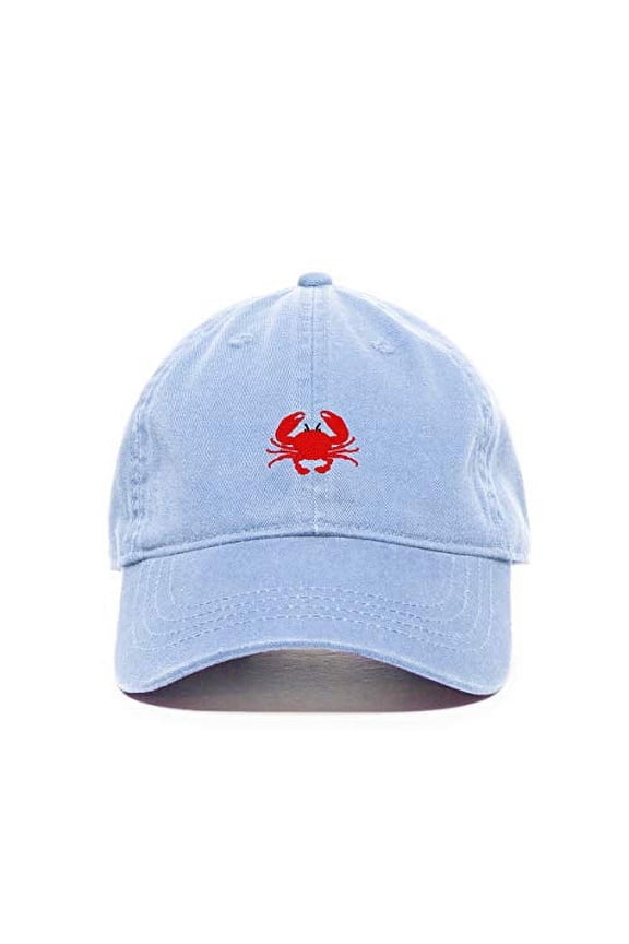 Red Crab Baseball Cap Embroidered Cotton Adjustable Dad Hat