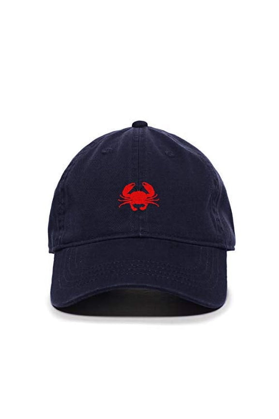 Red Crab Baseball Cap Embroidered Cotton Adjustable Dad Hat