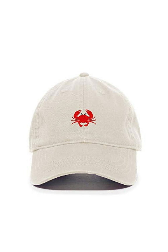 Red Crab Baseball Cap Embroidered Cotton Adjustable Dad Hat