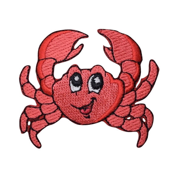 Red Crab - Smiling Face - Childrens - Iron on Applique/Embroidered Patch