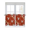 thumbnail image 1 of Red Crane 2 Panel Kitchen Curtains for Small Windows, Vintage Red Teal Spring Floral Botanical Bathroom Tier Curtain, Short Window Treatment for Bedroom/Living Room 55"x24", 1 of 6