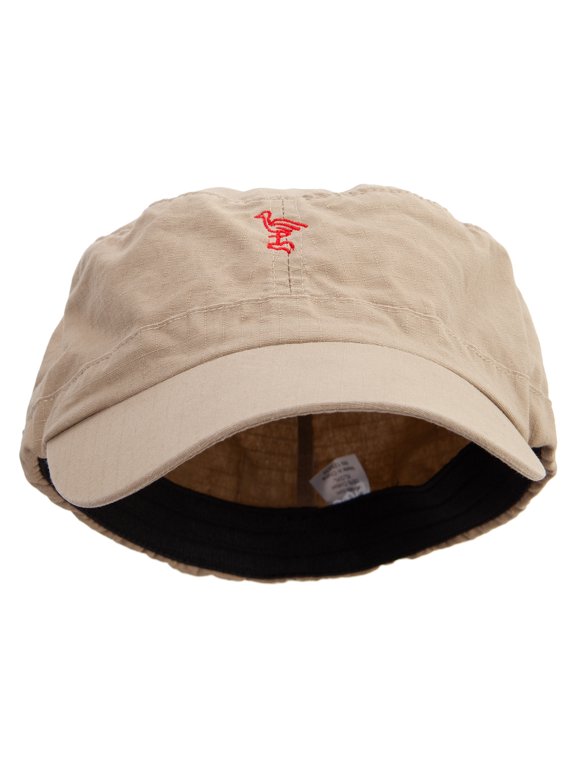 Red Crane Logo Embroidered Big Size Fitted Ripstop Cotton Military Army Cap - Khaki 2XL-3XL