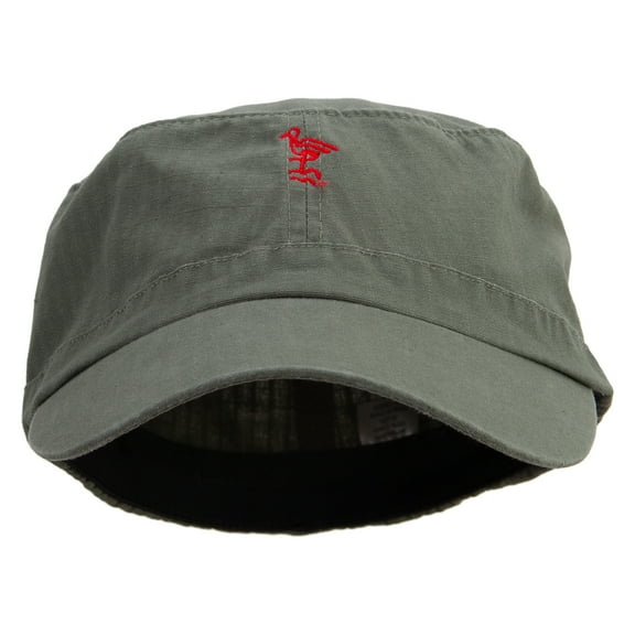 Red Crane Logo Embroidered Big Size Fitted Ripstop Cotton Military Army Cap - Olive 2XL-3XL