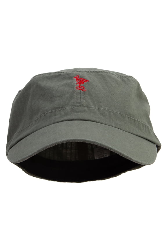 Red Crane Logo Embroidered Big Size Fitted Ripstop Cotton Military Army Cap - Olive XL-2XL