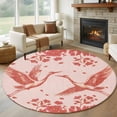 thumbnail image 1 of Red Crane Silhouette Round Area Rug 5Ft Washable Circle Rugs for Living Room Bedroom, Modern Abstract Flowers Botanical Non-Slip Carpet Floor Mats Indoor Outdoor Carpet Runner Aesthetic Home Decor, 1 of 8