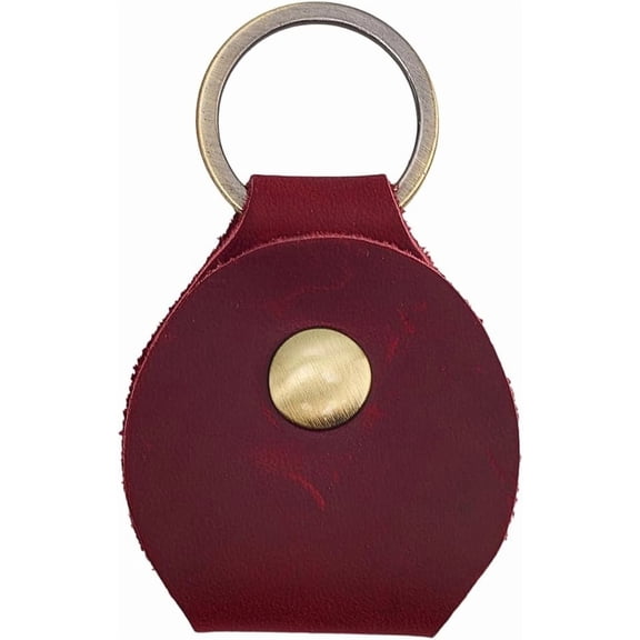 Red Crazy Horse Leather Plectrums Bag Genuine Leather Guitar Pick Holder Keychain Portable Rustic Cowhide Base Picks Storage Case Key Fob