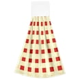 thumbnail image 1 of Red Cream Pattern Hand Towels 2 Pack Quick Dry Velvet Soft with Velcro Kitchen Bath 14x18in, 1 of 7