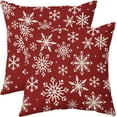 thumbnail image 1 of Red Cream Winter Snowflakes Pillow Covers 20x20 Set of 2 Christmas Decorative Throw Pillows Outdoor Farmhouse Xmas Holiday Seasnoal Pillowcases Cushion Case Decor for Home Sofa Couch Bed, 1 of 4