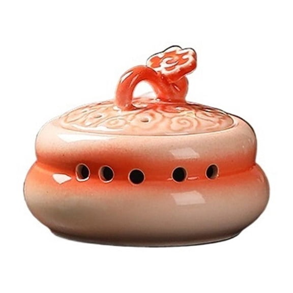 Red Creative Small Incense Burner Indoor Ceramic Incense Holder With Lid And Handle