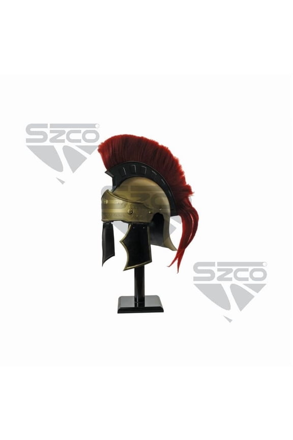 Roman Centurion Helmet 18 Gauge Carbon Steel Full Size With Stand Red Mohawk Decorative Gladiator Helmet Cosplay Collectible