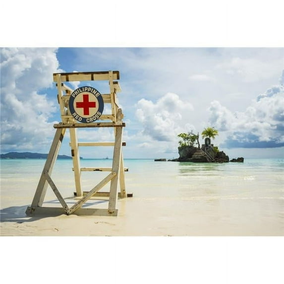 Red Cross Lifeguarding Chair on Boracay Beach - Boracay Panay Philippines Poster Print - 19 x 12 in.