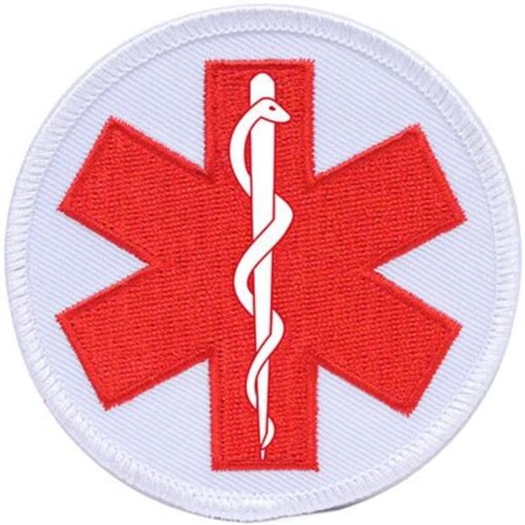 Eagle Emblems PM3961 Patch - EMS Star of Life - Rod of Asclepius, Red - 3.63 in.