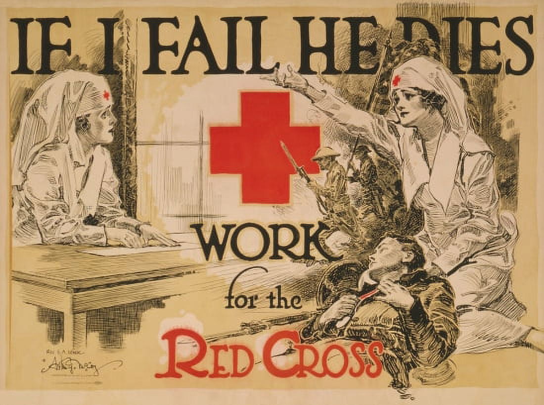 Red Cross Nurse Recruiting 1918 Canvas Art - (24 x 36)