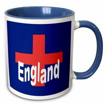3drose, Red Cross of St George and England Text in White, 11oz Two-tone Blue Mug