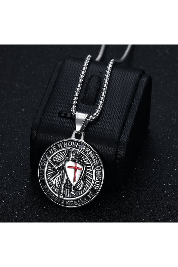Red Cross Shield Warriors Templar Knight Collar 14K Yellow Gold Chains Necklace for Men Women Gift Jewelry