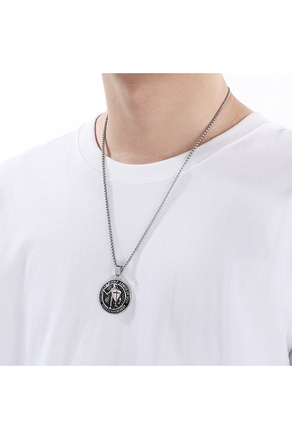 Red Cross Shield Warriors Templar Knight Collar Chains 14K Yellow Gold Necklace for Men Women Gift Jewelry