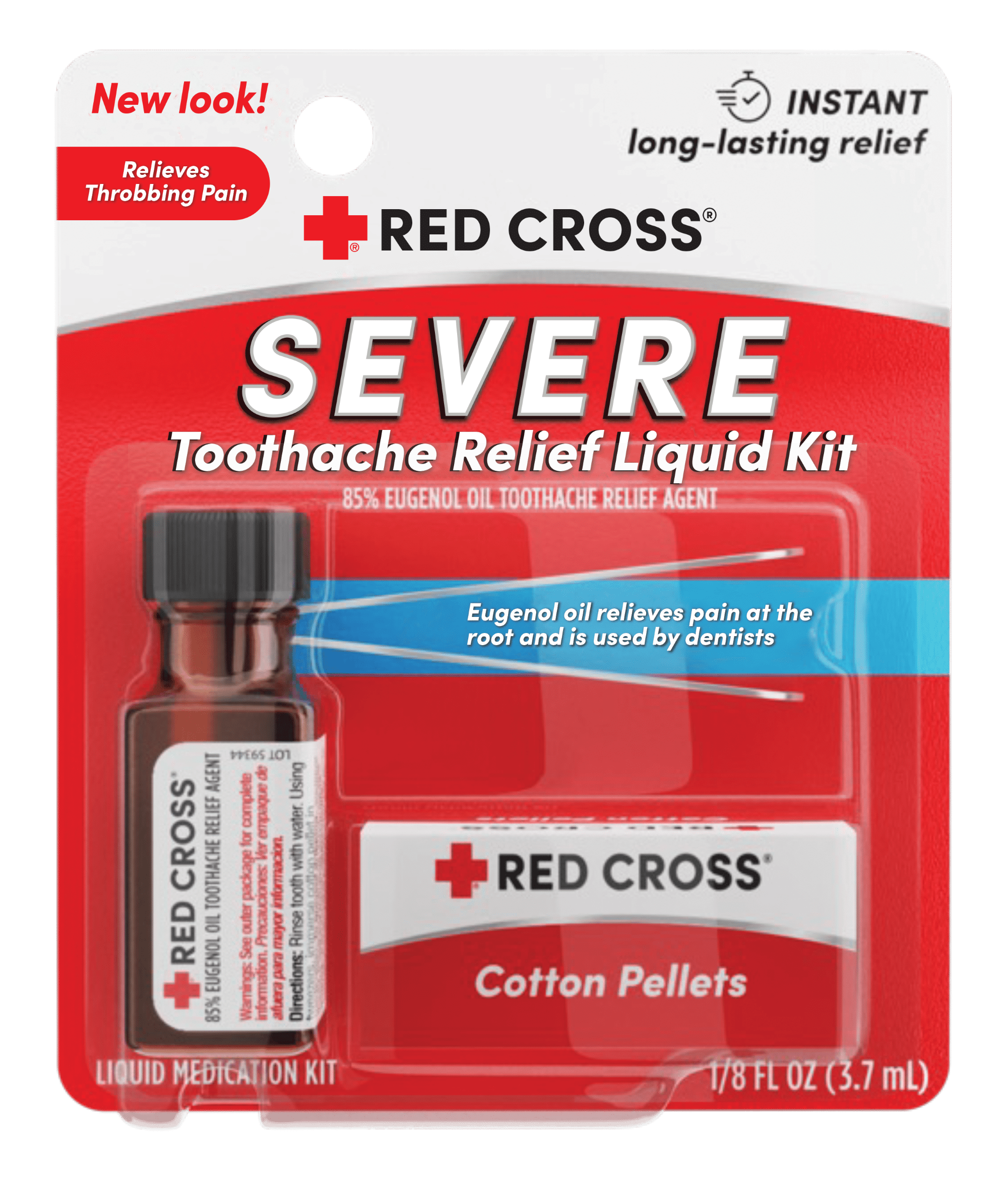Red Cross Toothache Medicine Kit, Instant Pain Relief of Throbbing Toothache, 1/8 (.125) fl oz