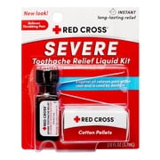 Red Cross Toothache Relief First Aid Kit with Cotton Pellets Metal Tweezers & Natural Eugenol, 0.12 fl oz