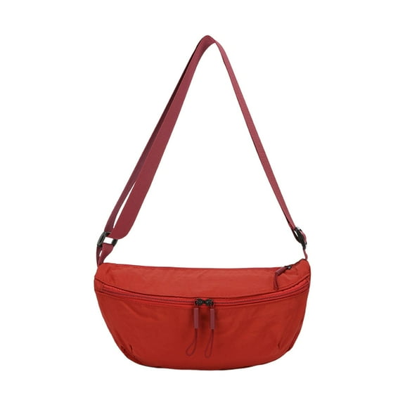 Red Crossbody Bag Nylon Shoulder Bag Multi Compartment Purse 11.42 X 6.3 X 3.93 Inches Lightweight Daily Use Bag For Women Men Outdoor Activities Gross Weight 0.31 Pounds