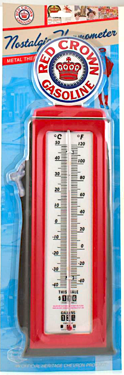 Red Crown 19 Inch x 6" Gasoline Gas Pump Metal Thermometer with Hanging hole Retro Vintage Collectable Gift