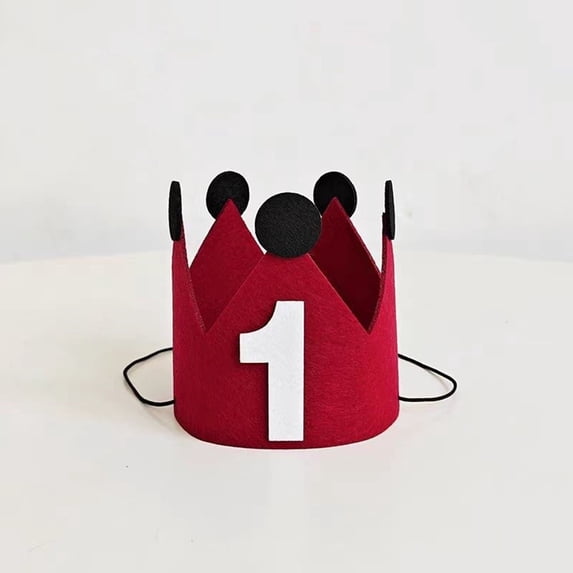 Red Crown Birthday Felt Hat Number 11 For Teenager Birthday Party Photography Decorative Prop