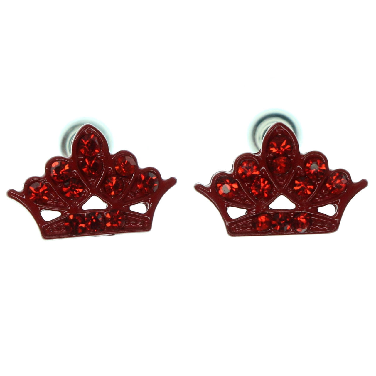 RED CROWN WITH EARRINGS Crown Brass Red Stone Earrings – Diyar Concept Store main image 3