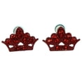 thumbnail image 1 of Red Crown Shaped Earrings With Red Rhinestone Accents TME367, 1 of 1